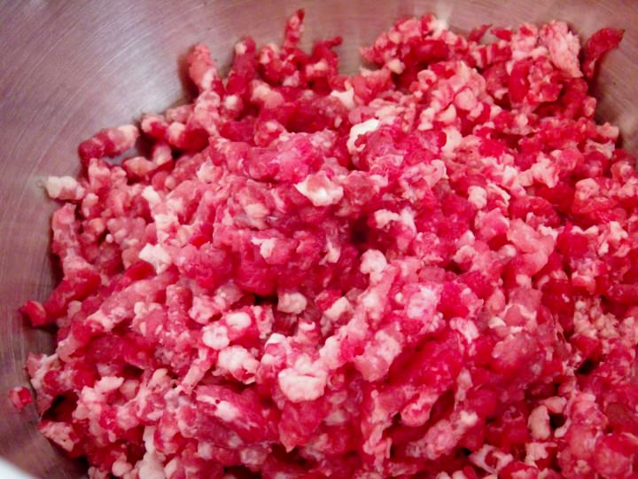 Ground beef and pork for Bolognese sauce.