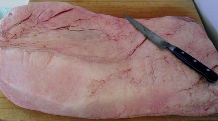 A whole brisket showing the fat cap. A whole brisket showing the fat cap.