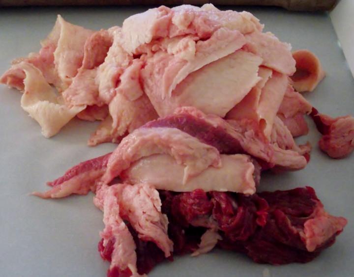 Trimmings from the brisket. Trimmings from the brisket.