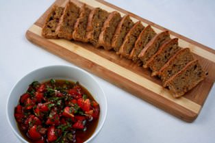 Bruschetta with olive focaccia.