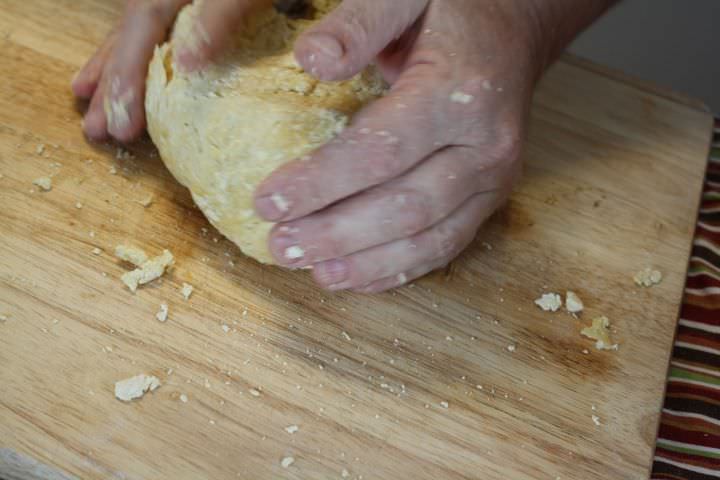 Kneading pasta dough