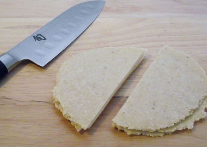 Tortillas cut in half Tortillas cut in half