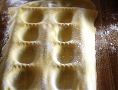 Pasta sheet ready to be filled.