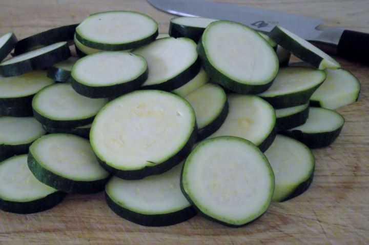 Sliced zucchini.